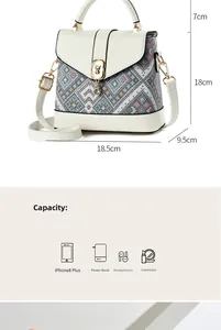 Detailed dimension guide for pixel-style crossbody bag showing height and width specs