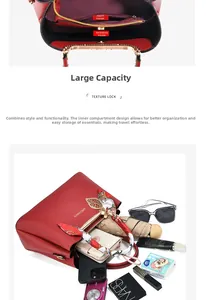 Detailed internal view of red bridal tote showing large capacity and zipper compartments