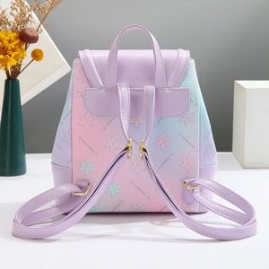 Sac à dos en cuir PU à dégradé pastel avec imprimé floral et bretelles réglables