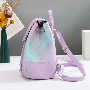 Sac à dos femme en cuir PU dégradé violet avec motif floral et fermoir doré