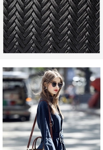 Gros plan sur la texture en cuir tressé noir et femme portant ce sac bandoulière chic