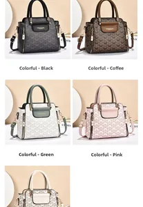 Détails de sacs à main tendance en cinq couleurs avec texture de logo géométrique