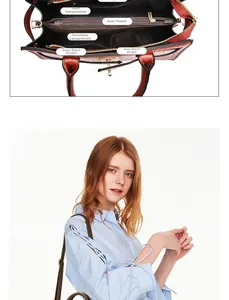 Details zur Handtasche mit Krokoprägung, Innenfächern und Umhängetaschen-Stil in Rot