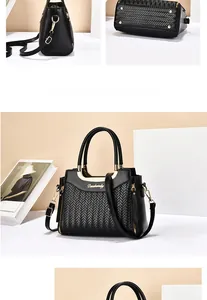 Détails du sac à main noir en cuir PU tressé avec ferrures dorées et bandoulière