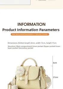 Guide des tailles du sac 22x12x17cm montrant les détails de sa structure interne à 5 couches