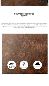 Vue détaillée de la texture en cuir de vachette marron avec grain pour le sac à dos