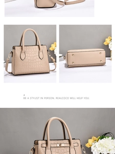 Vues détaillées du sac beige à motif crocodile avec clous de protection dorés