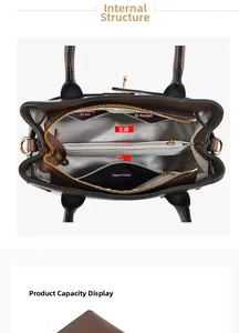 Detailed interior view of a chic handbag showing six functional storage compartments