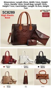 Set di 3 borse con trama a coccodrillo composto da borsa a mano, pochette e porta carte