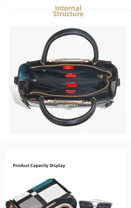 Top view of handbag interior showing multiple compartments and checkered side pattern