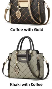 Comparaison détaillée de sacs à main rétro en cuir PU marron et kaki avec charms