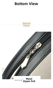 Detail of smooth metal zipper and precision stitching on the cream leather backpack