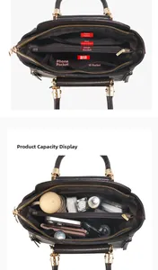 Détails de l'intérieur spacieux avec compartiments pour ce sac à main rétro chic