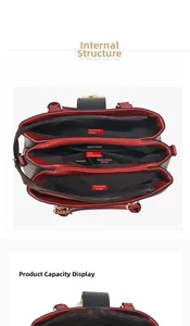 Vue détaillée de l'intérieur du sac cabas montrant les compartiments et la doublure