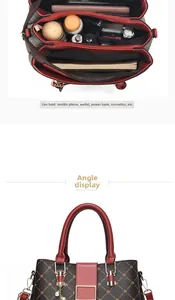 Vue intérieure du sac cabas matelassé avec plusieurs compartiments de rangement
