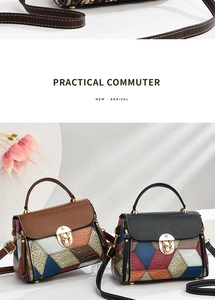 Detail of color-block handbags with crocodile texture and golden metal clasp closures