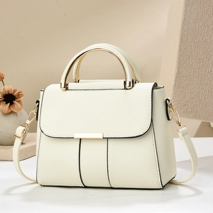 Sac À Épaule Femme Cuir PU Motif Lychee Poignée Métal Doré Rabat Bandoulière Main Mode Tendance Streetwear