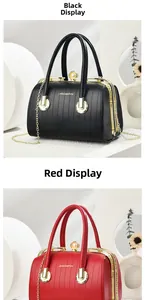Detail of luxury macaron color handbags with vertical stitching and pearl clasp