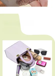 Lavender purple square bag with animal skin texture showing spacious interior compartments
