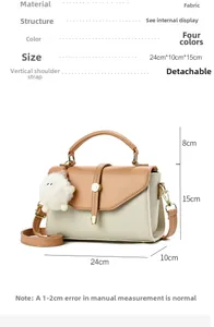 Detaillierte Größentabelle für Damenhandtaschen mit Maßen 24x10x15cm und Spezifikationen