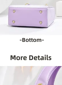 Detailed view of light purple sequins handbag with golden studs and fine stitching
