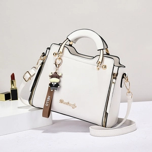 Women Shoulder Bag Fashion PU Leather Handbag Small Square Crossbody Bag With Cartoon Calf Charm Trendy Chic