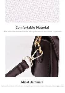 Detail of white embossed PU fabric texture and gold-plated hardware on stylish handbag