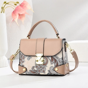 Sac à main tendance à motif paisley avec bordure en cuir et bandoulière réglable