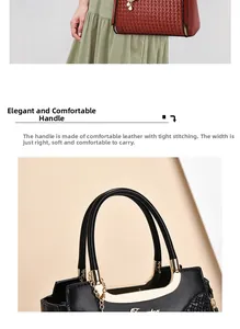 Detail of woven texture handbag featuring premium leather handle and metal ball charm