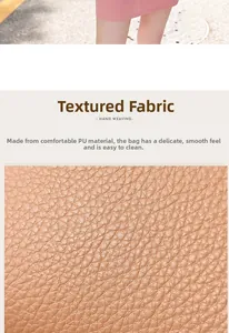 Macro detail of high-quality lychee texture PU leather on a pink crossbody bag