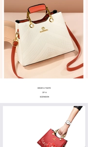 Detail showing wave embossed texture and floral embroidery on premium leather handbags