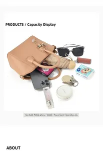 Interior view showing large capacity of the shell bag with daily essentials inside