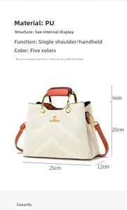 Detailed size specifications for the bicolor PU leather crossbody handbag with dimensions