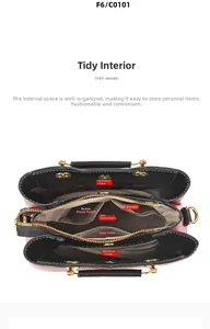 Draufsicht auf Stickerei Handtasche mit geräumiger Innenaufteilung und Taschen