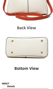 Detail view of the bag's back and bottom with protective gold-tone metal feet