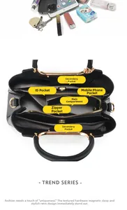 Detailed top view of a black tote bag showing organized internal pockets and large capacity
