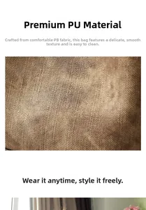Vue détaillée de la texture du cuir PU marron sur ce sac seau élégant de haute qualité
