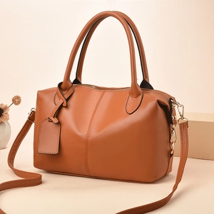 Women PU Leather Boston Handbag Simple Large Capacity Top Handle Bag Versatile Shoulder Crossbody Bag For Daily Office