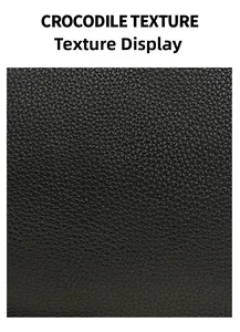 Macro view of black crocodile embossed texture on a stylish leather handbag material