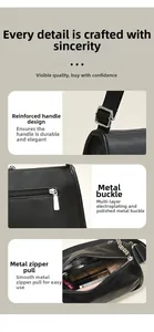 Detail of lychee pattern leather bag showing reinforced handle and silver hardware