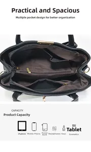 Detailed interior view of a large capacity tote bag with organized storage compartments