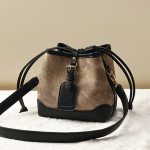 Sac Seau Femme Simili Cuir Imprimé Léopard Vintage Cordon Bandoulière Sac À Main Décontracté Tendance Patchwork