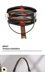 Detailed interior view of a bucket bag with multiple functional compartments and gold hardware