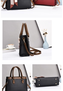 Detailed view of pebbled leather tote bag with silk scarf handle and protective metal feet