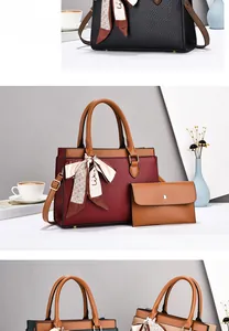 Close-up of lychee textured tote bag with silk scarf detail and matching clutch set