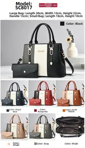 Detailed view of striped textured tote bag set with metal logo and multi-compartment interior