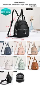 Detail view of multi-compartment mini backpack size 19x10x20cm with color options