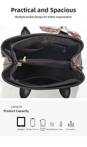 Vue des poches intérieures et compartiments d'un sac seau en cuir grainé marron