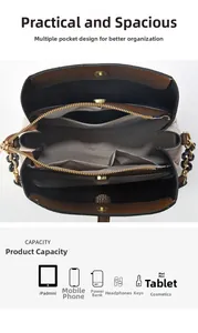 Vue intérieure du sac à main avec nœud montrant plusieurs compartiments et rangement