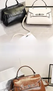 Detailed trio of vintage patent leather handbags in black, cream, and brown finishes